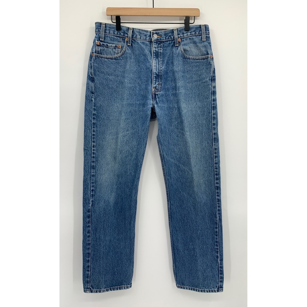 Vintage Levis 505 Jeans Mens 36x32 Blue Straight Leg Fade 90s Denim Pants - Picture 2 of 11
